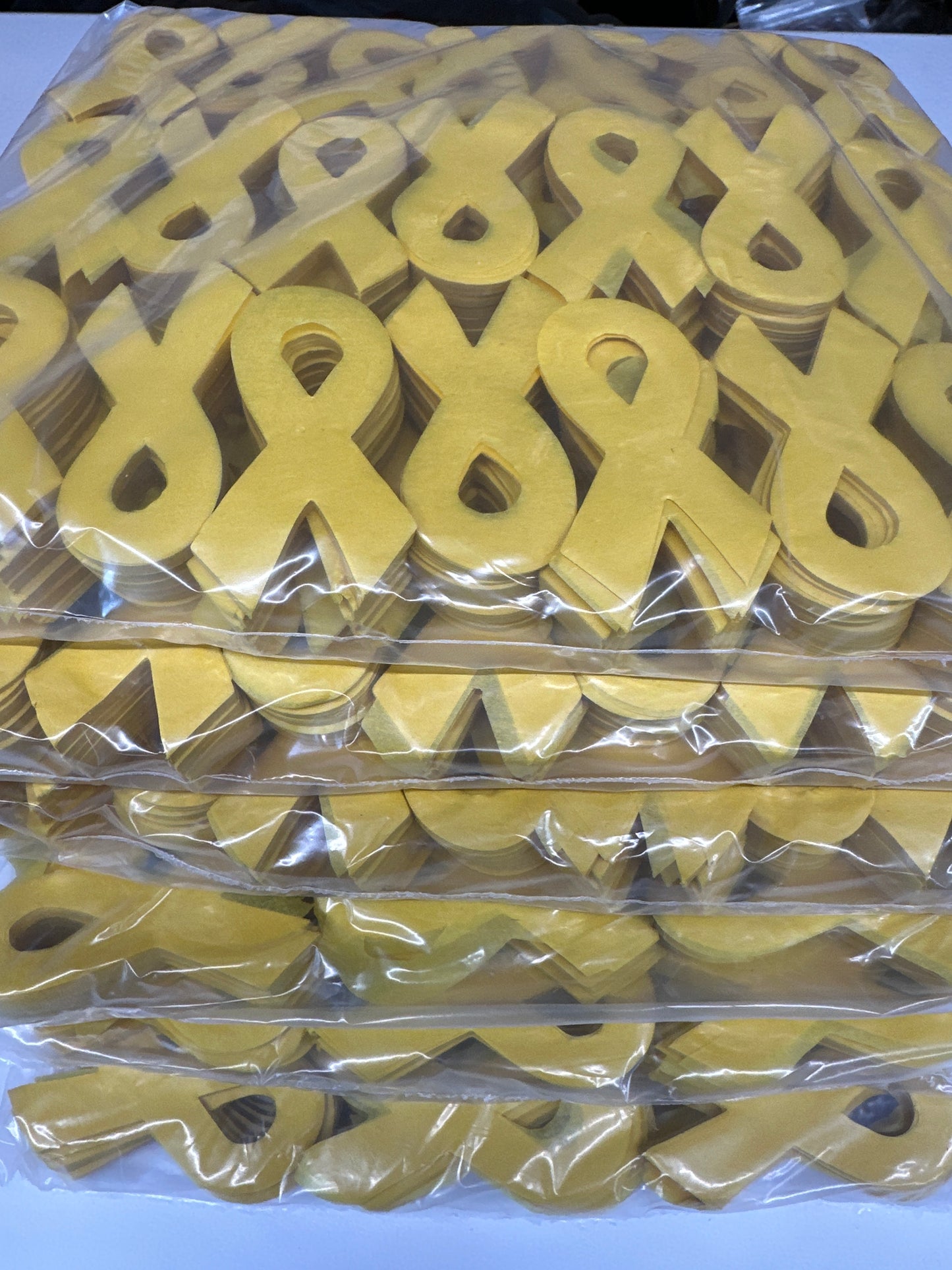 Yellow Cancer Ribbon 3" Stacked Tissue