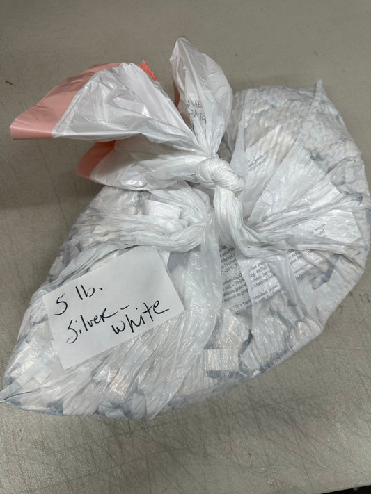 5 lbs Silver Mylar/White Tissue Rectangle Confetti